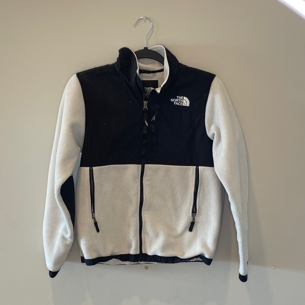 Black and white north face jacket